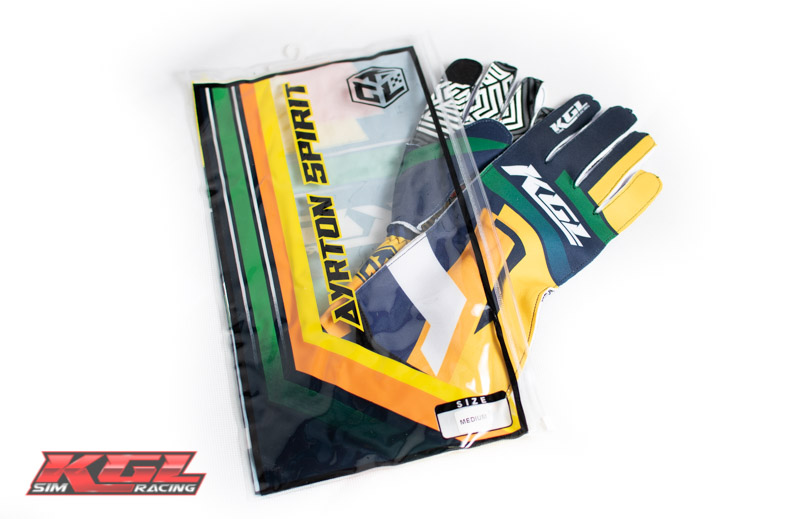 Ayrton spirit KGL sim racing gloves packaging open